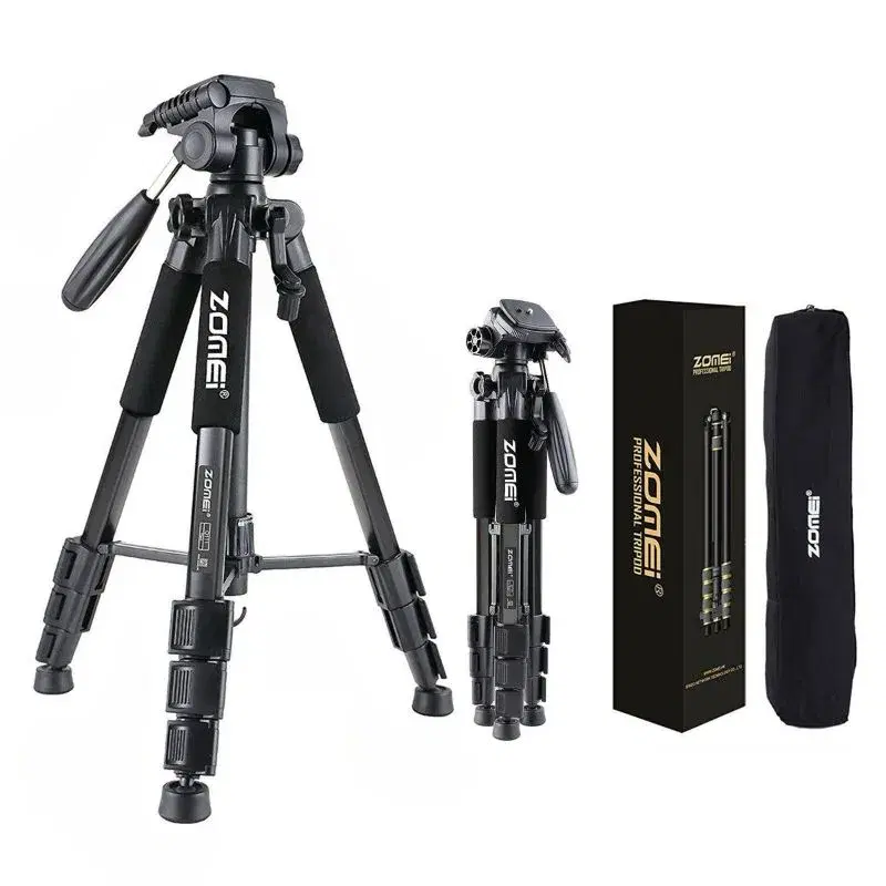 ZOMEi Q111 Portable Aluminum Tripod Stand Kit for Live Broadcast Video Photography and Wildlife Photography.