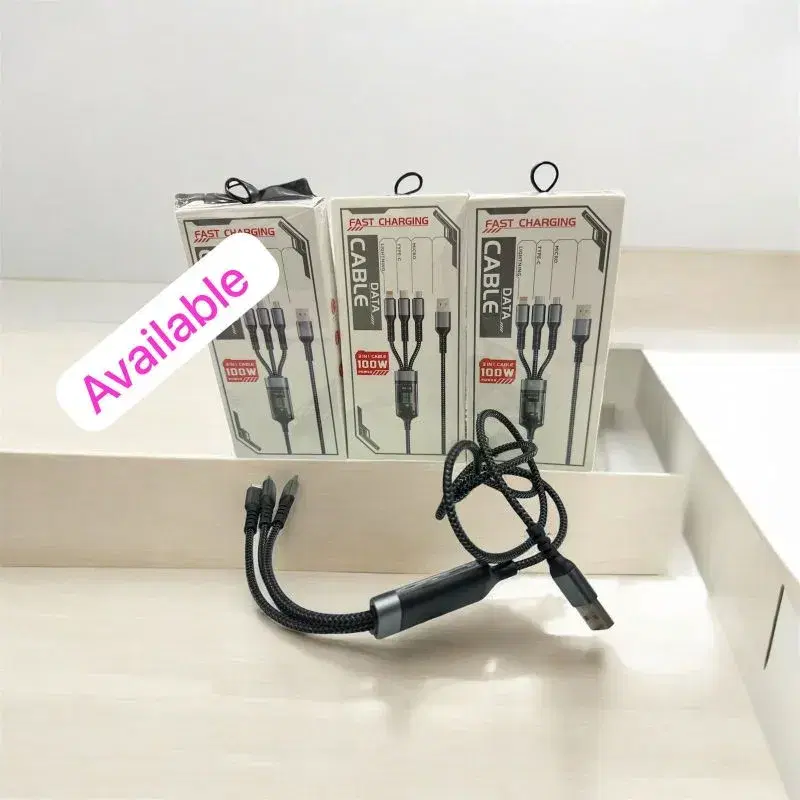 Fast Charging 3-in-1 100W Data Cable.