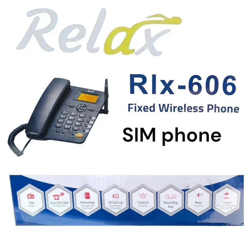 Relax GSM Fixed Wireless Phone | Dual SIM Cordless Desktop Phone with Antenna for Office, Home & Remote Areas Telephone