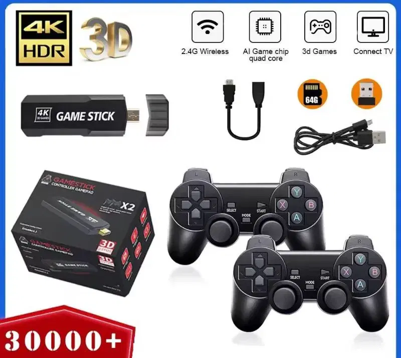 TV Game Console 2.4G Wireless 4k, 3D Gamestick.