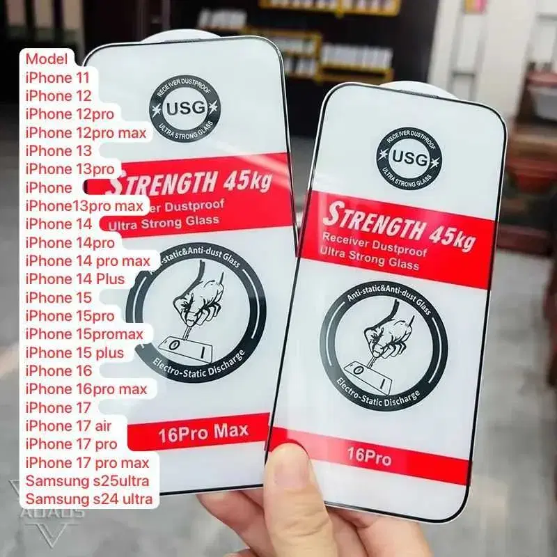 Ultra Strong Tempered Glass Screen Protector Strength 45KG Cover Film For iPhone|| Availble models in photo.