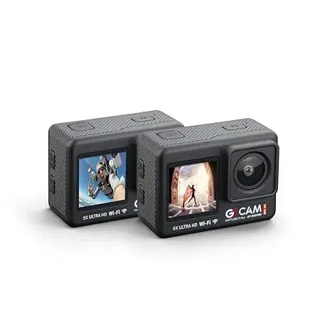 Digitek GoCAM DAC-101 5K 30FPS 48MP WiFi Ultra HD Sports Action Camera | 2" / 1.3" Dual Touch Screen | 150 Degree Wide Angle | 6-Axis Gyro EIS Stabilization | 2.5mm External MIC Support | 100 feet Waterproof .