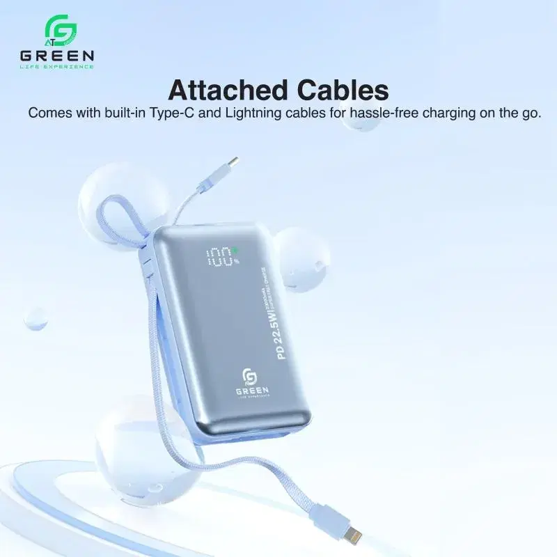 Green Turbo Mini Power Bank | 20000mAh Capacity | 22.5W Fast Charging | 6 Months Warranty| | Travel Ready | UV Coated