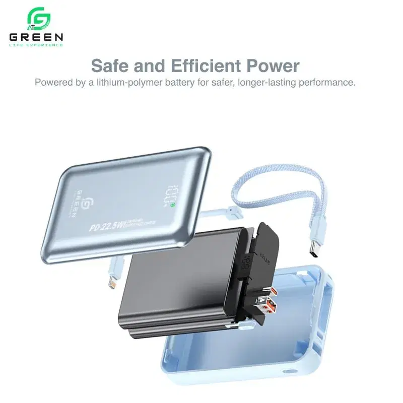 Green Mini Turbo PD 22.5W,20000mAh PowerBanks.