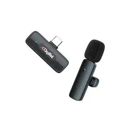 Digitek® (DWM-006 PRO Wireless Microphone & Receiver with Type-C Connector, 2.4GHz Frequency, 4Hr Battery, 20m Range, for Android Phone & Type-C Devices, Ideal for Voice Recording & Live Streaming.