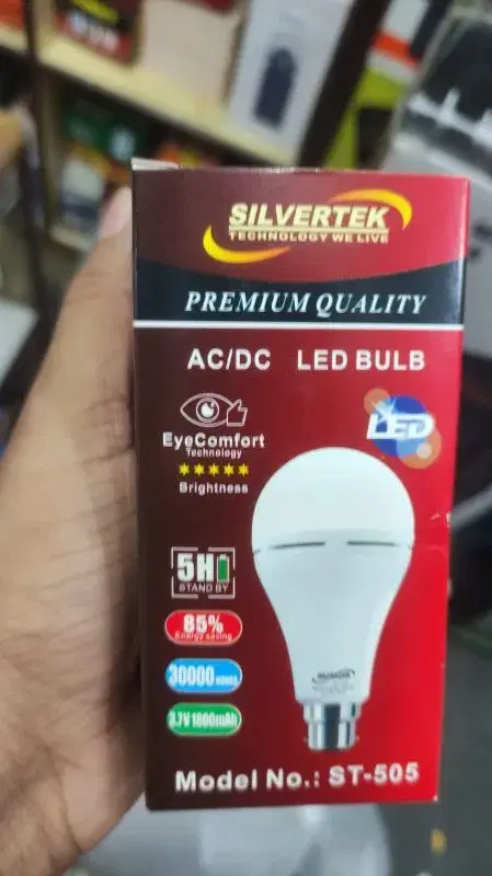 Silvertek ST-505 5W Rechargeable AC/DC Bulb with Battery || 1800MAH Battery | 30000-Hour Lifespan .
