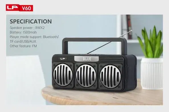 LP-V60 New wireless Bluetooth Portable speaker with solar panels .