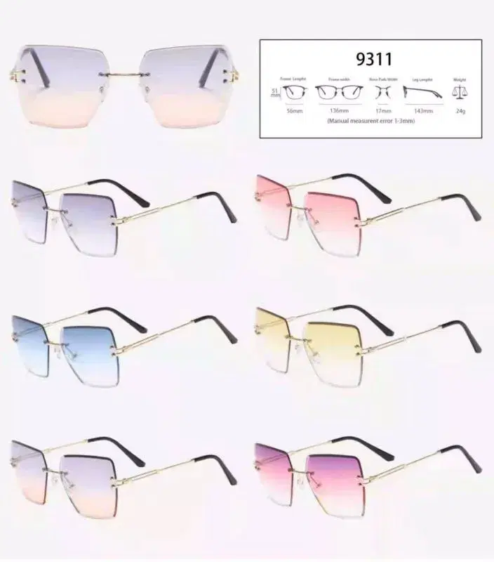 Rimless square Multicolor Shaded Sunglasses.