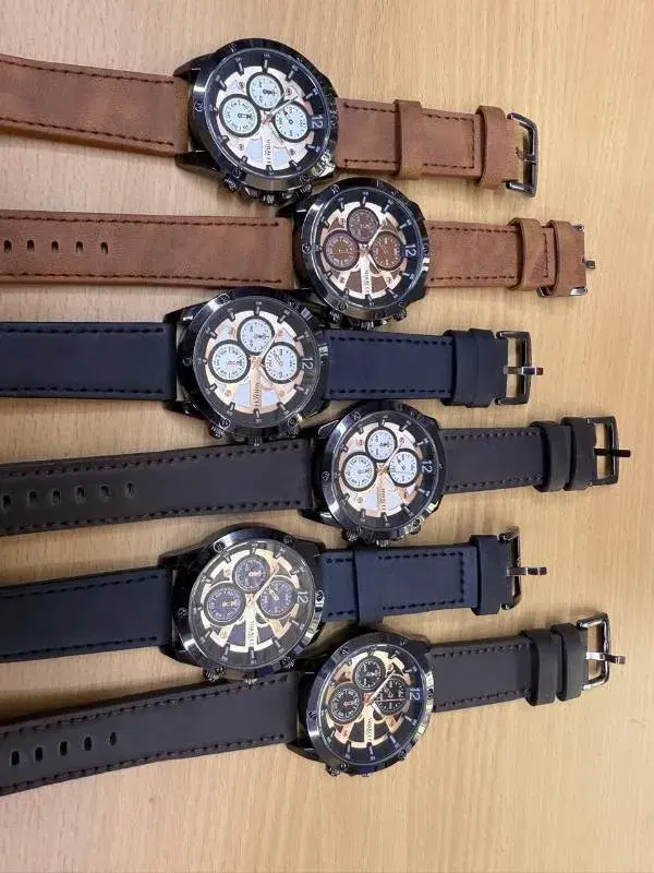 Miracle Mens Quartz Watches with Leather Straps.