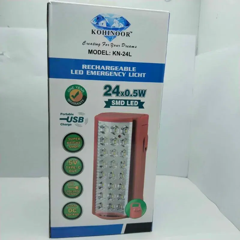 Reachargeable emergency Led Torch Light KN24L Kohinoor with Solar
