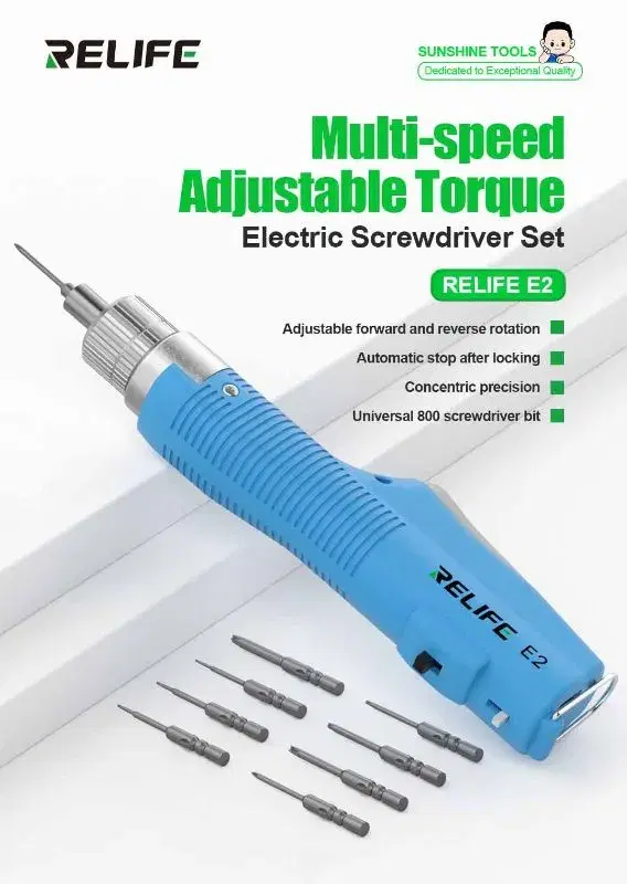 RELIFE E2 Torque Electric Screwdriver Set Multi- speed With Adjustable Torque.