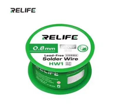 RELIFE HW1 High Purity Lead-Free Silver Solder Wire – 99.3 percent Tin Alloy-0.8MM/40G.