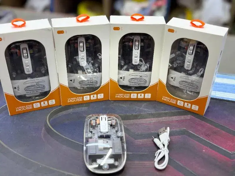 Transparent mouse Bluetooth Wireless With Type c charging port.