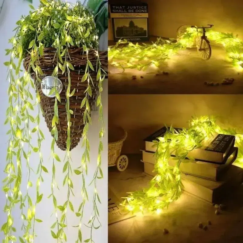 Leaf Curtain Lights – 180 LED Warm White Fairy String Lights, 3x1m, with 8 Lighting Modes for Home, Wedding, Party, Diwali, Christmas & Festival Decoration.