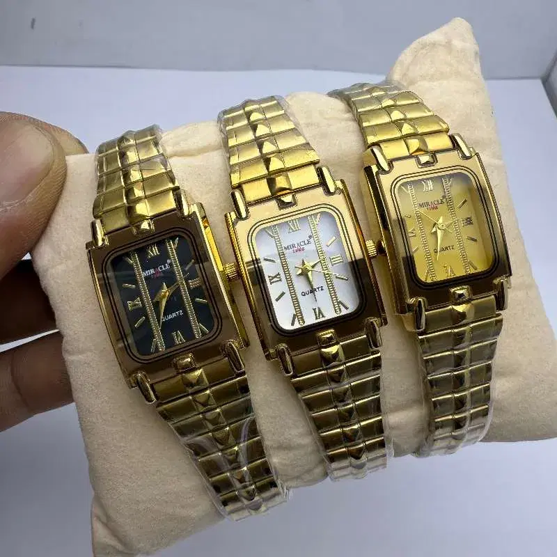 3 Piece Stainless Steel Square Shape Multi Dial Color Watterproof Watch For Women