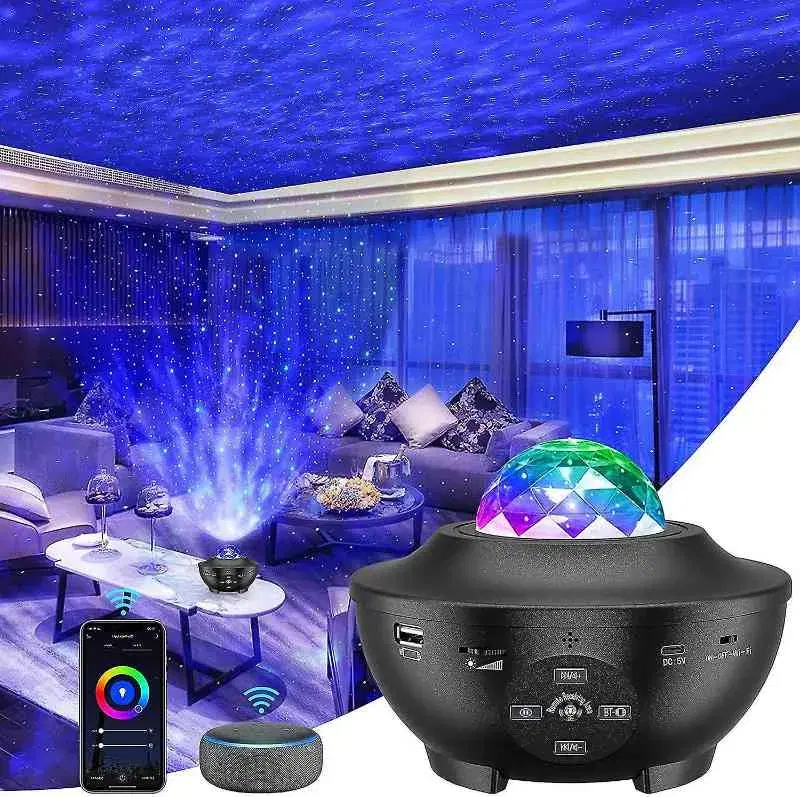 Led Galaxy Projector Light With Remote Control,Bluetooth USB Music Player Star Night Light Romantic Projection Lamp.