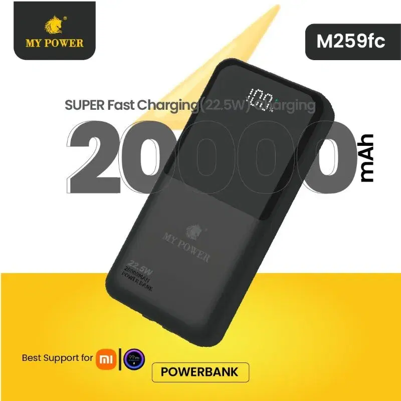 My Power m259fc 20000mah Powerbank, 22.5 watt Fast charging Powerbank with attached cable