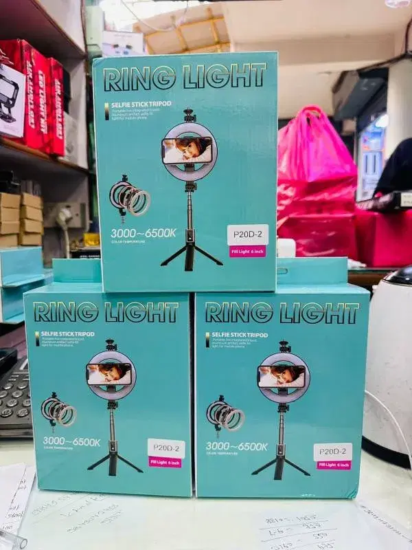 P20D-2 6 Inch Ring Light Selfie Stick Tripod.