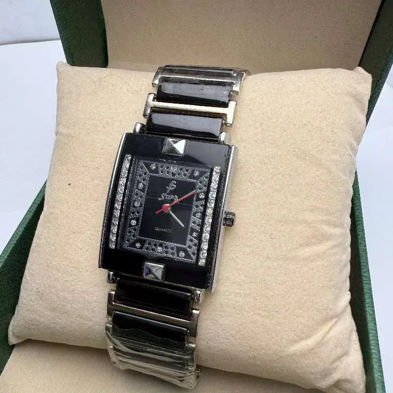 Square Shape Water Proof Stainless Steel Full Black Color Fashionable Quartz Watch For Women