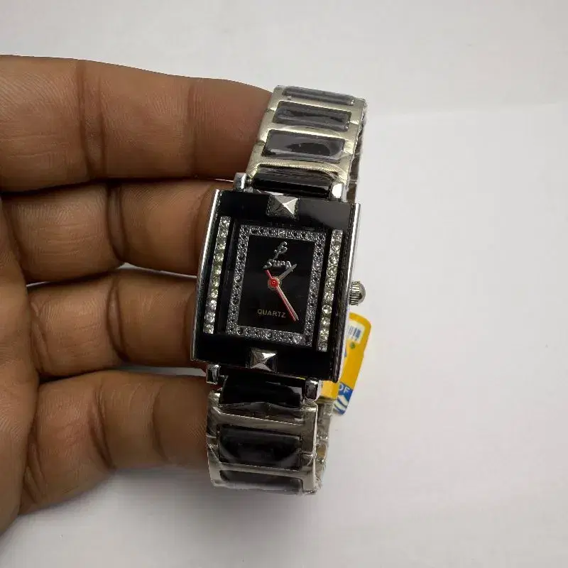 Water Proof Stainless Steel Square Shape Full Black Color Fashionable Quartz Watch For Women