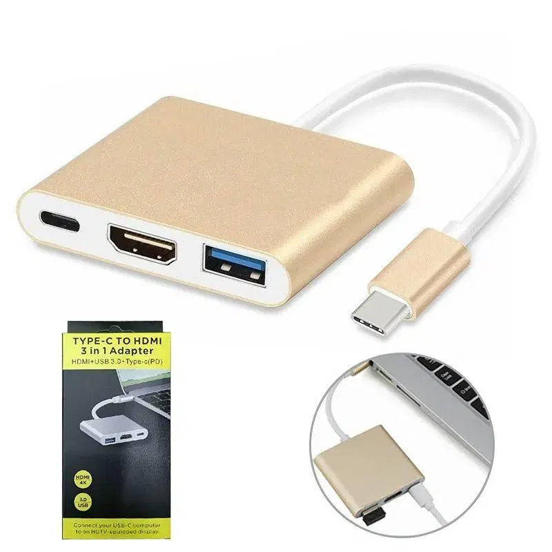 USB-C to Digital AV Multiport Adapter, 3-in-1 Type-C Hub with Thunderbolt || Type-C to HDMI 3-in-1 Adapter.