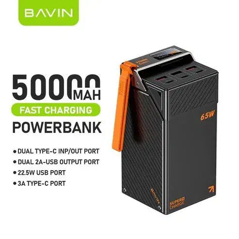 BAVIN Y-PC1150S 50000mAh 65W PD Fast Charging Power Bank With LED Display.