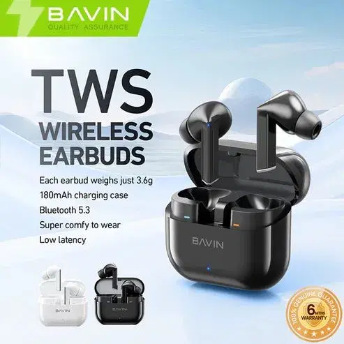 BAVIN HB-BA-99 TWS Wireless Earbuds | Hi-Res Audio | Deep Bass | Bluetooth 5.3 | Low Latency | All-Day Battery.