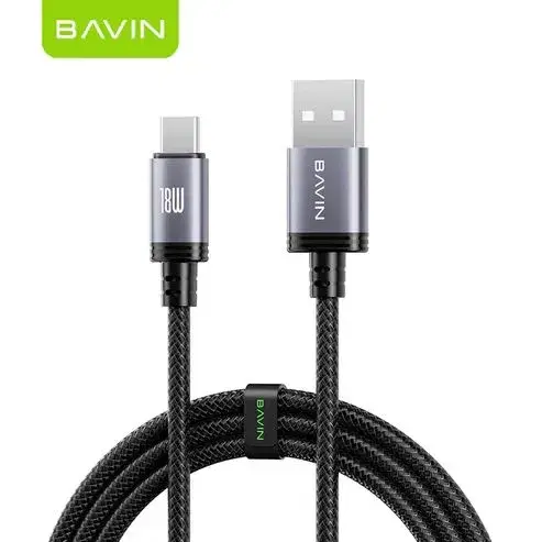 BAVIN U-CB364 ,18W Fast Charging Aluminum Alloy USB to Type-C Data Cable- 1000 MM.