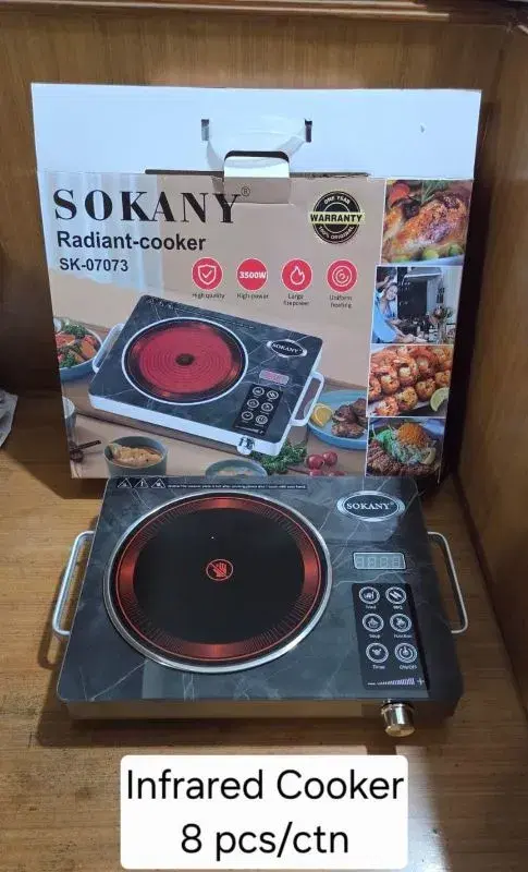 Sokany Infrared Cooktop SK-07073 | 3500W, Stainless Steel And Ceramic | Adjustable Temperature Control | Cool Touch Handle.