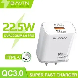 BAVIN C-PC826E QC3.0 Wall Charger With Charging Cable For Type-C.
