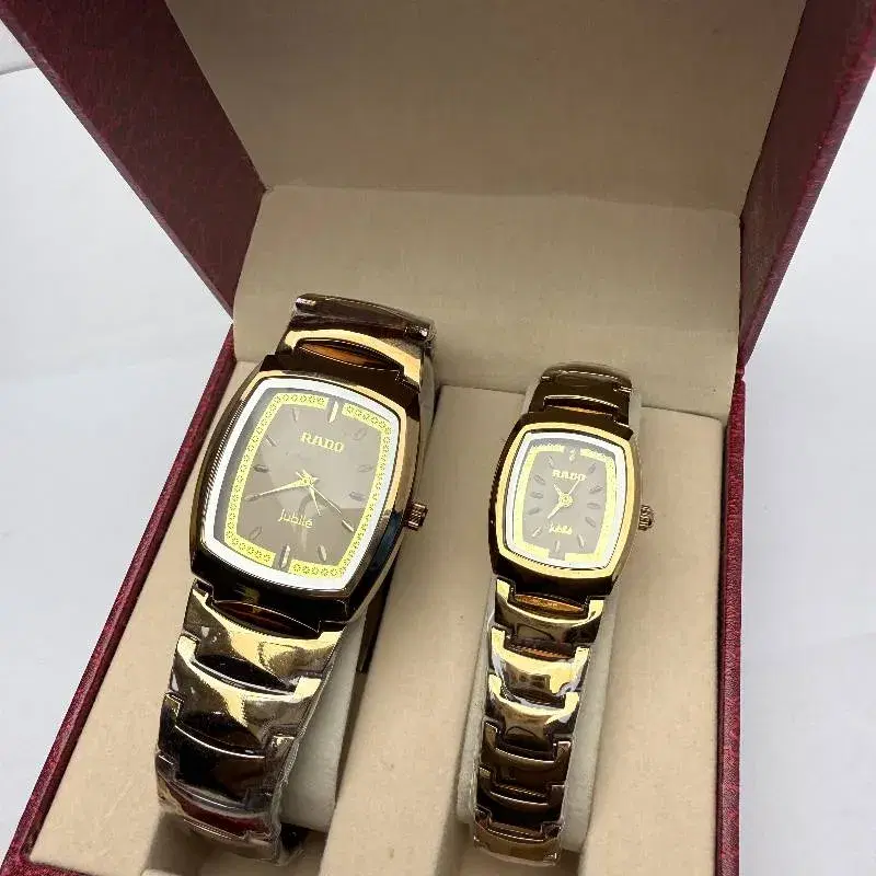 2 Piece Pear Watch Coffee Color Ceramic Material Square Shape Waterproof Watch For Couples