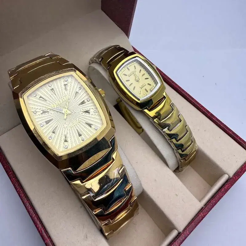 2 Piece Pear Watch Coffee Color Ceramic Material Square Shape Waterproof Watch For Couples