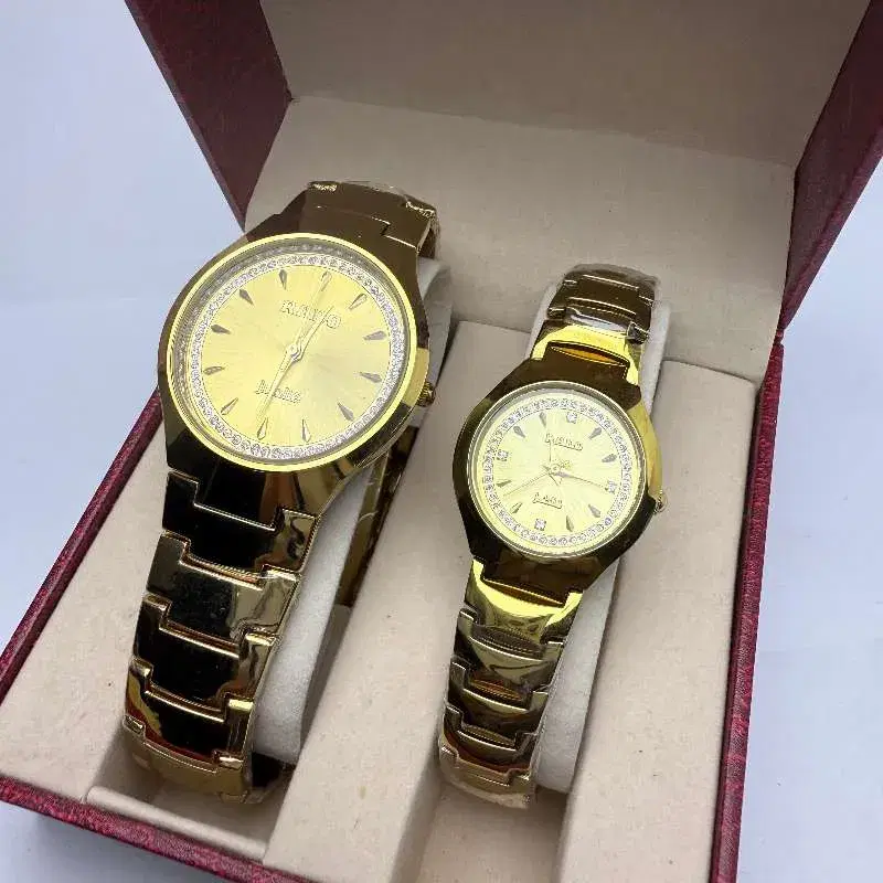 2 Piece Pear Watch Coffee Color Ceramic Material Round Shape Waterproof Watch For Couples