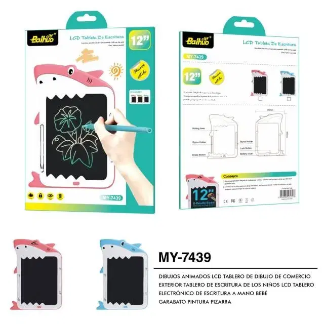 Baihuo MY-7439 12 Inch LCD writing tablet designed for children's drawing and learning.