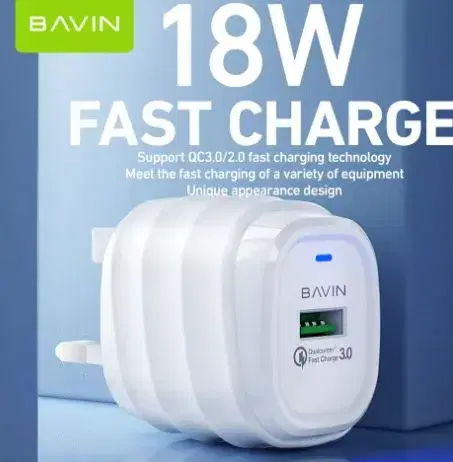 BAVIN PC555E QC3.0 18W Fast Charger With Type-C Data Cable.