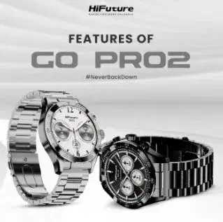 HiFuture Go-Pro2 Smartwatch | 1.32 Inch Amoled Display | 1 ATM Water Resistance | Wireless Calling | 10 Days Battery Backup | Stainless Steel | Dual Core CPU | AI Enhanced Health Monitoring | Powered By Syntra AI.