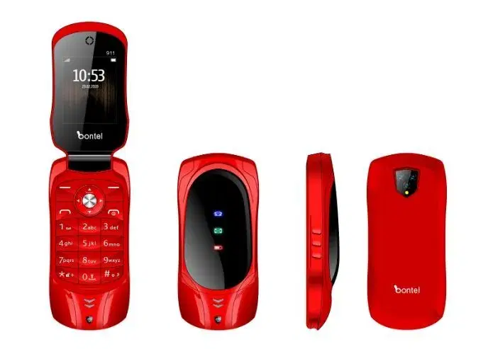 Bontel Folding Flip Keypad Mobile Phone - 1.77" Display, FM Radio, Dual SIM, Bluetooth Support