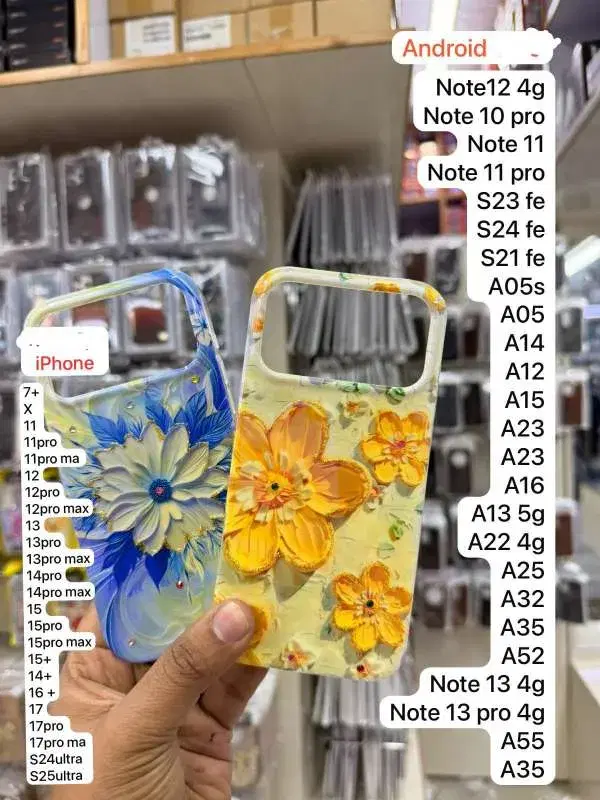 Luxury 3D Oil Painting floral designs Cover For Iphone And Android|| Models available in Picture.