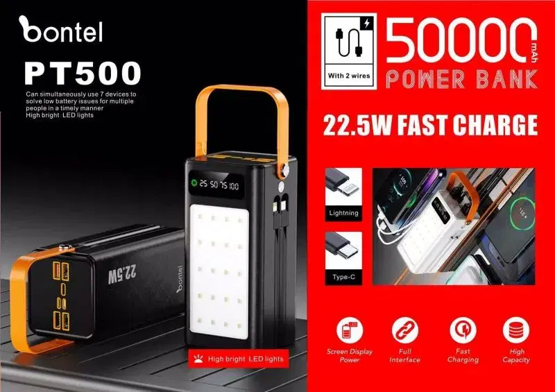 Bontel PT500 50000mAh, 22.5W power bank.