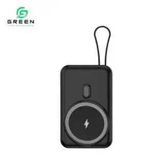 Green Mag Booster Powerbank | 10000mAh | Magsafe | 22.5W Super Fast charging | 15W Wireless Fast Charging | Attach Wire | PD input-Output | Digital Display | Lithium-Polymer Battery|| 6 months Warranty.
