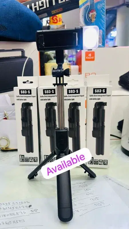 S03-S Selfie stick With LED Light.