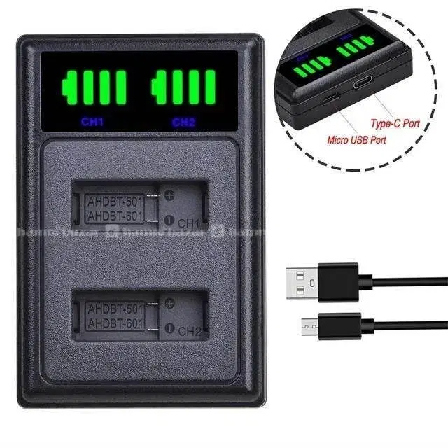 X-400-2 Dual USB Charger for gopro 5/6/7 -black.