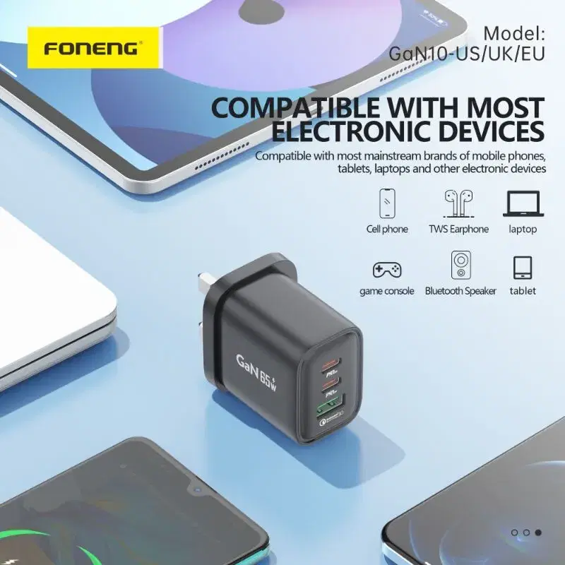 Foneng 65W GaN10-UK A+C+C 3-Port GaN Charger + CC cable charger