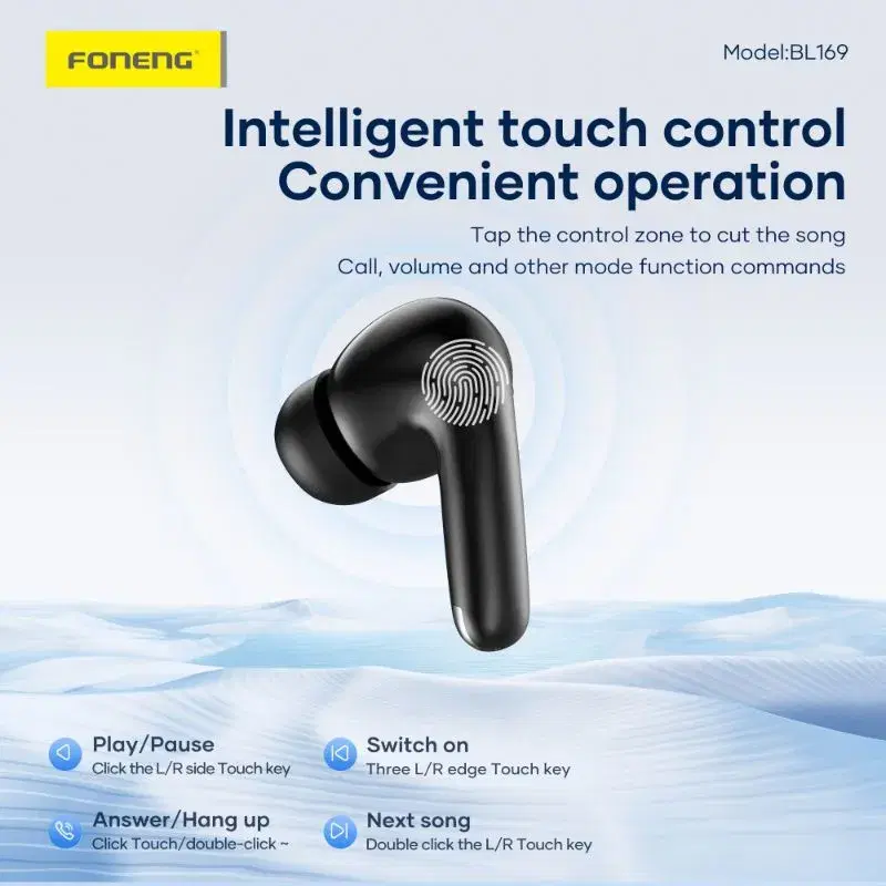 Foneng BL169 ANC+ENC Noise Canceling TWS Earphone.