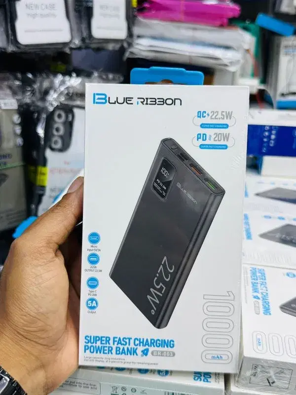 Blue Ribbon BR-003 Super Fast Charging Power Bank 10000 mAh capacity.