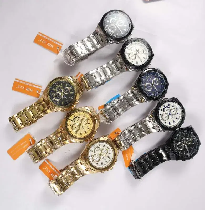 Miracle M089 Quartz Golden And Black Watches For Mens.