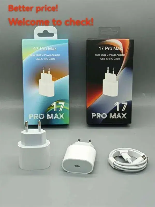 60W USB-C Power Adapter With USB-C to C Cable For Iphone 17 Pro Max.