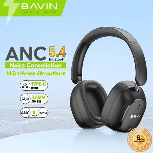 BAVIN BH58 Foldable Wireless Over-Ear ANC Bluetooth 5.4 Headphone Adjustable Headset.