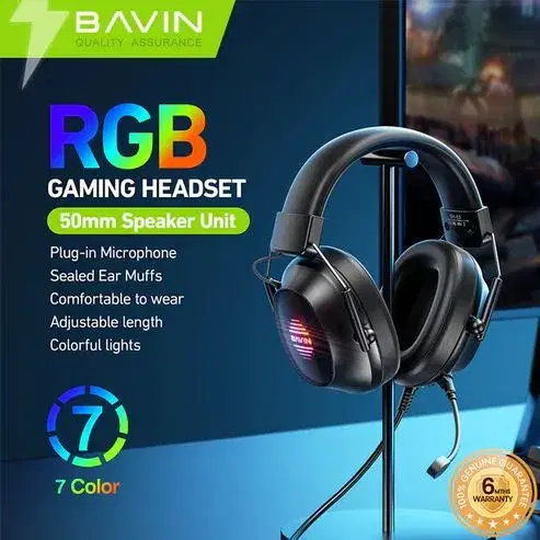BAVIN HB-BH63 RGB Over-Ear Gaming Wired Headphones