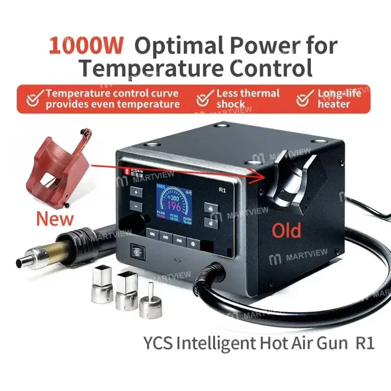 YCS R1 1000W Temperature Control Hot Air Gun Rework Station for Mobile Phone PCB BGA Repair.